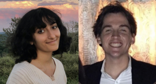 UConn undergraduate Danya Alboslani (left) and PhD student Logan Fries (right)